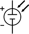 The schematic symbol of a solar cell